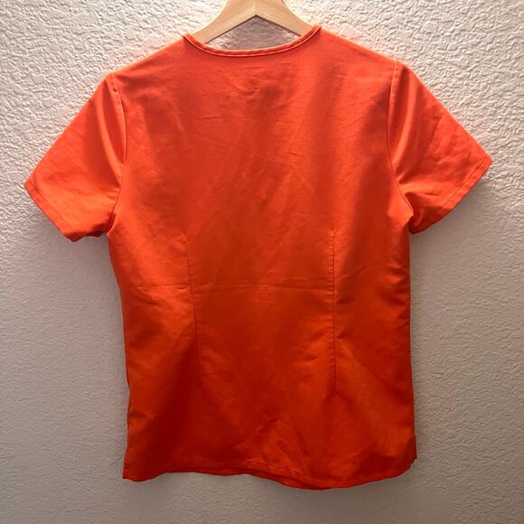 FIGS Catarina One Pocket Scrub Top XS Sunset Orange V-Neck Stretch PO 2525 - Picture 4 of 9